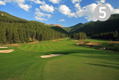 Hopeful Crossing, Hole #5 at Greywolf Golf Course in Panorama, BC. 